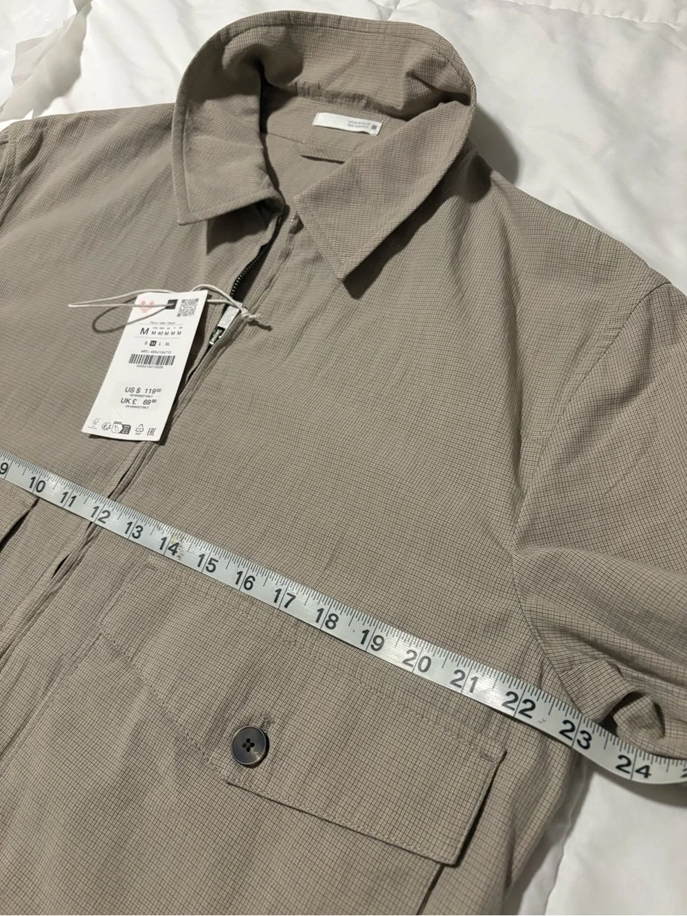 Zara Taupe-Beige Lightweight Zip Shirt Jacket Medium NWT
